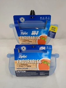 NEU Posten 2 Ziploc Endurables Medium Beutel Wiederverwendbar Silikon Beutel Lebensmittel Aufbewahrung 32oz - Bild 1 von 6