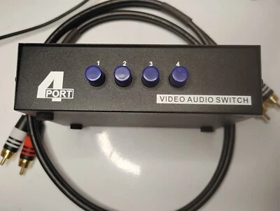 4 Port RF Modulator Switch Box Composite Selector RCA Audio Video 4 In 1 Out - Image 1 of 4