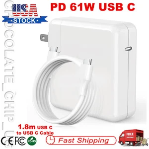61W USB C Type C AC Adapter Charger For Apple Macbook Pro 13" A1718 A1708 +Cable - Picture 1 of 12