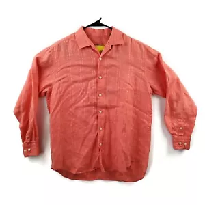 Tommy Bahama Relax Long Sleeve 100% Linen Shirt Salmon Mens Large Beachy Cruise - Picture 1 of 8