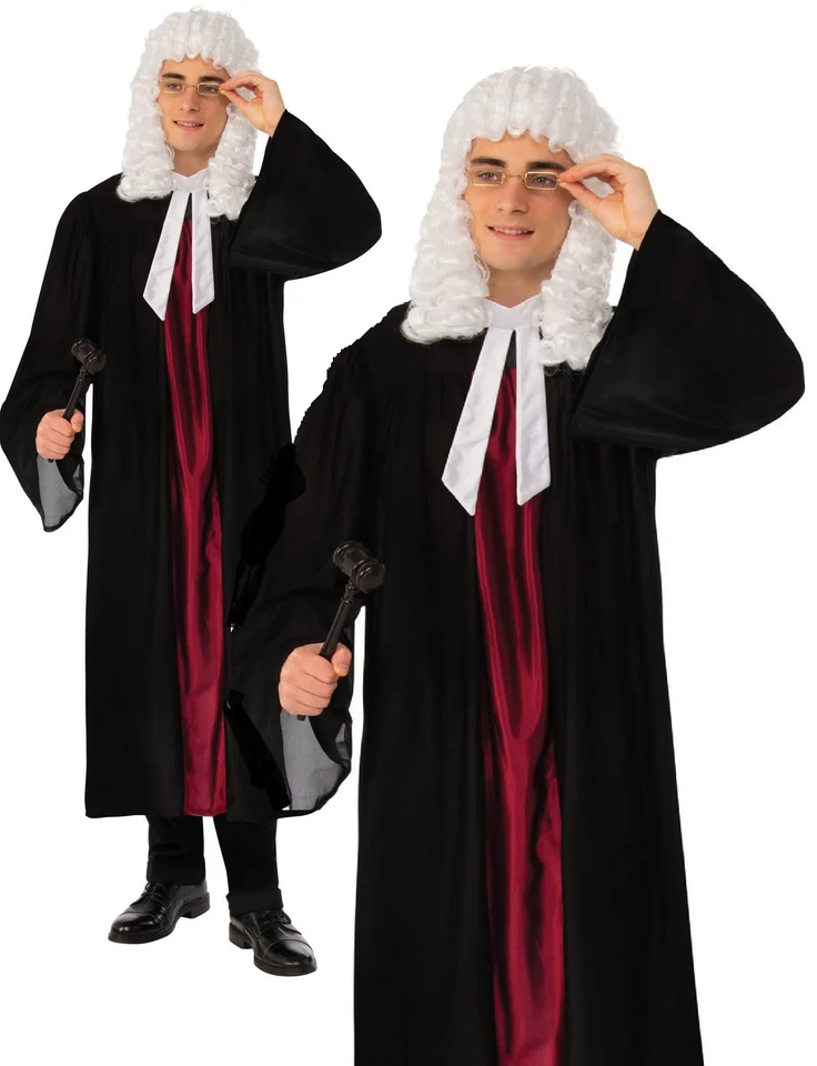 Adults Mens High Court Judge Gown Cloak Barrister Lawyer Fancy Dress Costume - Image 1 of 1
