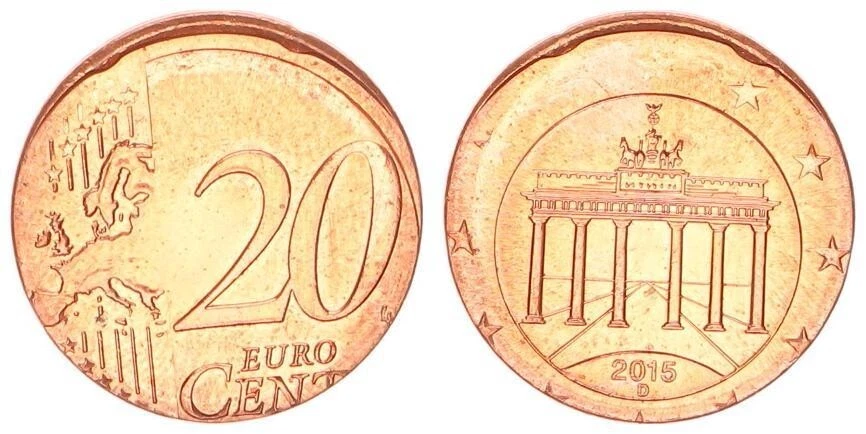 20 Cent Misprint On 2 Cent Blank Iron, Copper 2015 D 95278 - Image 1 of 2