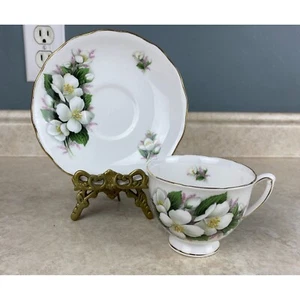Royal Vale Bone China weiße Blüten Blume Teetasse und Untertasse Set - Bild 1 von 9