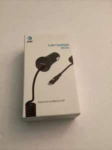 New AT&T Fast 4.8Amp Certified Micro USB Car Charger w/ Extra USB Port - Black - Picture 1 of 2