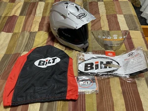 Bilt Explorer Motorcycle Helmet Silver Smoked and Clear Visor - Size Medium - Picture 1 of 13