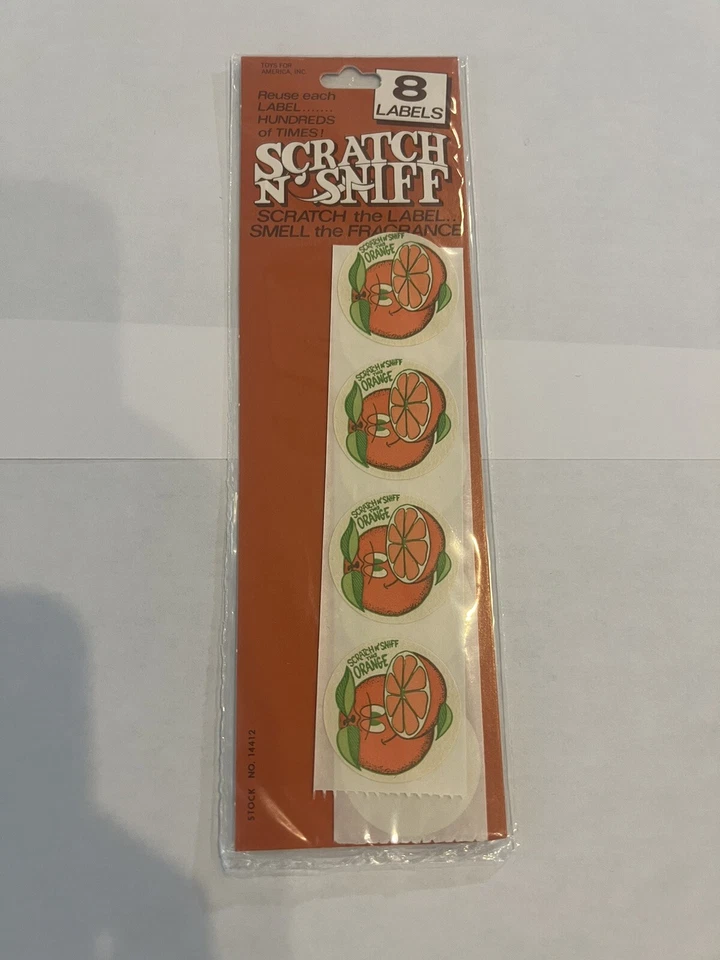 Pegatinas Toys for America naranja para rascar y oler selladas años 80 vintage Foto 1 de 2