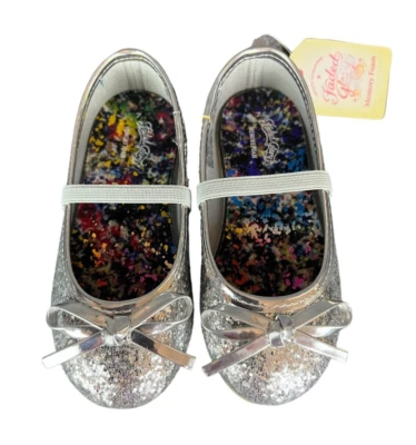 Faded Glory Shoes  Toddler Girls 7  NWT  Mary Jane Ballet Flats  Silver Glitter - Image 1 of 4