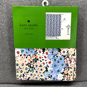 Kate Spade Shower Curtain Daisy Garden Pretty Blue & Pink Floral 72 x 72 in NEW - Picture 1 of 10