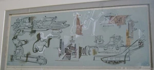 VINTAGE 1950s MCM GOUACHE PAINTING for MACHINERY COMPANY MURAL, FACTORY WORKERS - Picture 1 of 10