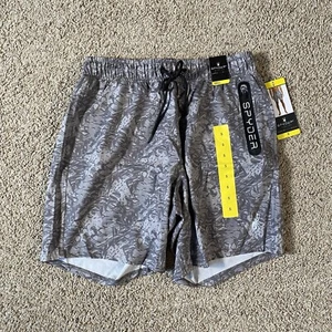 SPYDER Mens Swim Shorts Gray Quick Dry UPF 30 Zip Pocket Boxer Lined Trunks S - Picture 1 of 7