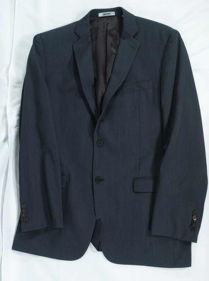 DKNY Blazer Mens 44L Gray Wool Blend Two Button Suit Jacket Macy’s Formal - Image 1 of 4