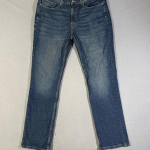 Levis Signature Jeans Men 36x34 Relaxed Straight Faded Dark Wash Denim Pant - Picture 1 of 7