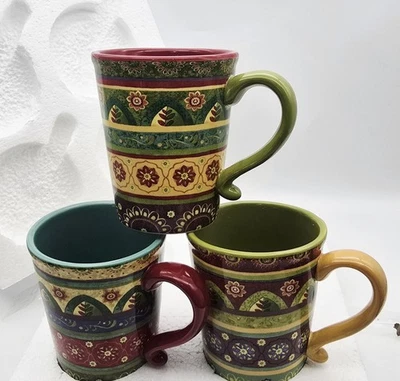 Certified International Tunisian Sunset Sue Zipkin Mugs 18 oz Set of 3 Ceramic - Image 1 of 4