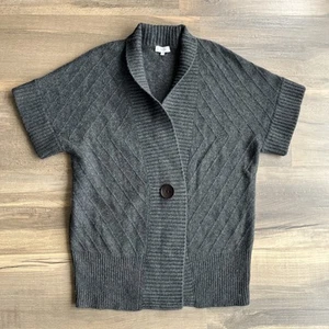 Balla Women’s 100% Cashmere Cardigan Grey One Button Front Snap Closure Size 38 - Picture 1 of 17