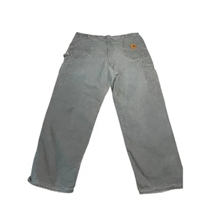 Carhartt Flannel Lined Work Pants Men's 42x30 Olive Carpenter Utility B111BOS - Picture 1 of 18