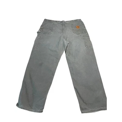 Carhartt Flannel Lined Work Pants Men's 42x30 Olive Carpenter Utility B111BOS - Image 1 of 4