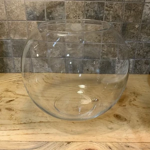 Leichte handgefertigte Klarglas Kugel Vase Schale Terrarium 8" rund - Bild 1 von 9