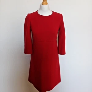 Klassisches rotes kurzes Tageskleid Tara Jarmon UK 8 FR 36 französischer Designer - Bild 1 von 6