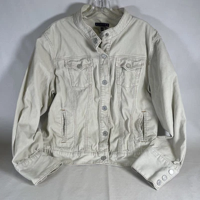 Jaqueta de veludo vintage feminina Gap off white XXL botão de pressão recortado Y2K 2003 - Imagem 1 de 4