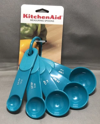 KitchenAid 5 Measuring Spoons Set Teal Blue - Image 1 of 4