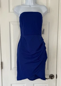 New Charlotte Russe Blue XL Juniors Dress Side Ruching, Boob Pads Lined NWT - Picture 1 of 11