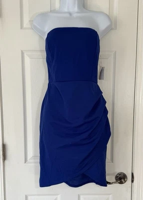 New Charlotte Russe Blue XL Juniors Dress Side Ruching, Boob Pads Lined NWT - Image 1 of 4