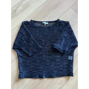 IRO Omok Dark Blue Metallic Sheer Mesh Dolman Sleeve Top Size 34 - Picture 1 of 6