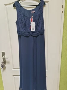 Seego Eventkleid Abendkleid Longkleid Damen Nachtblau mit Schlitz Gr.46 Neu - Bild 1 von 7