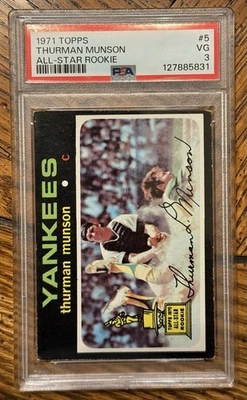 Thurman Munson 1971 Topps # 5 All Star Rookie PSA 3 EN MUY BUENA CONDICIÓN HOF Yankees Foto 1 de 3