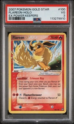 2007 POKEMON EX POWER KEEPERS GOLD STAR # 100/108 FLAREON HOLO 💎PSA 3💎 - Image 1 of 2