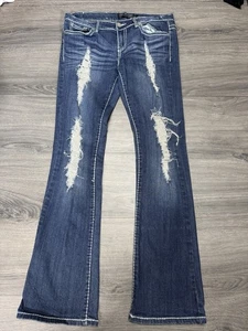 Pantalones de mezclilla para mujer Premiere by Rue21, bordados, talla 7/8 R. - Imagen 1 de 6