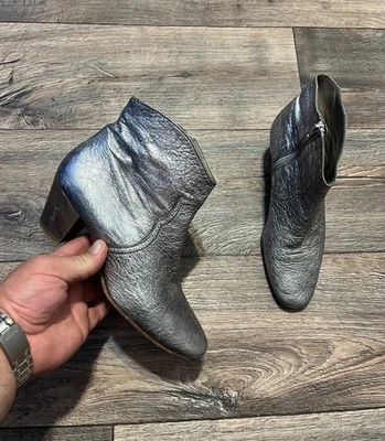 Russel & Bromley Mujer’s Metálico Plateado Cuero Tacones Botines Hechos en Italia US9 Foto 1 de 4