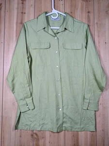 Amanda Smith 100% Silk Long Sleeve Button Up Shirt Women’s Sz Small Green Blouse - Picture 1 of 7