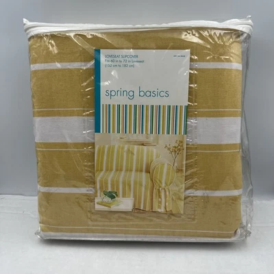 Loveseat Slipcover Yellow/White 60"-72" Target 2004 100% Cotton-NEW Spring Basic - Image 1 of 4
