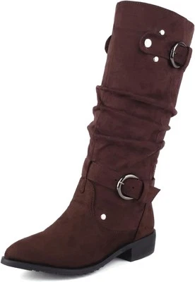 MRKEWUNEY Botas informales para mujer Shelley hasta la rodilla holgadas internas...  Foto 1 de 4