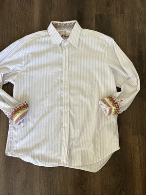 Рубашка Robert Graham в полоску с длинным рукавом с узором размер XL с принтом манжета - Изображение 1 из 4