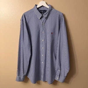 Ralph Lauren Herren klassische Passform blau/weiß vertikal gestreiftes Hemd Gr. 2XL - Bild 1 von 12