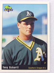 1991 Southern Oregon A's-Classic BEST Minor Lg Baseball Card-Tony Scharff