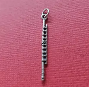 Sterling Silver Flute charm solid 925 Flautist gift music Flutist - Picture 1 of 3
