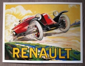 TARGA IN ALLUMINIO - RENAULT - con automobile e scritta in rilievo. - Picture 1 of 3