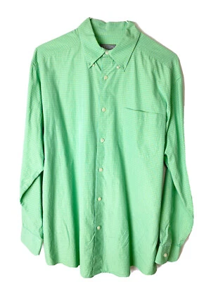 TALBOTS Mens Checkered Easter Dress Shirt 100% Cotton Large L Light Green  EUC - Image 1 of 4