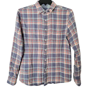 Faherty Mens The Reversible Shirt Blue Red Plaid Size Medium Button Down - Picture 1 of 16