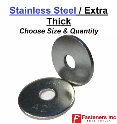 Stainless Steel Extra Thick Heavy Fender Washer Inch Sizes 1/4" 5/16" 3/8" 1/2" - Image 1 of 2