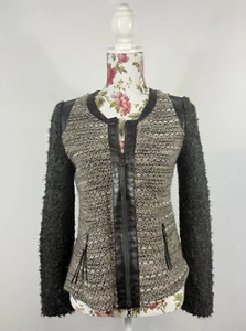 AMS PURE women's cardigan two-way zip long sleeved wool metallic thread Size 10 - Picture 1 of 12