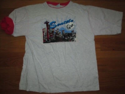 SEATTLE Vtg 90s Seattle Washington Space Needle SkyLine Double face T Shirt XL - Image 1 of 4