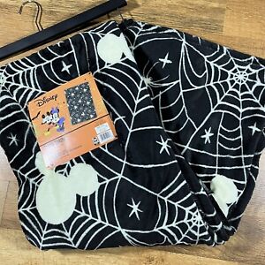 Disney Mickey Mouse Head Halloween Throw Blanket 50”x70” Spider Webs Stars