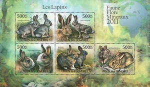 Fauna Rabbits Trees Nature Planet Earth Souvenir Sheet of 5 Stamps MNH - Picture 1 of 1