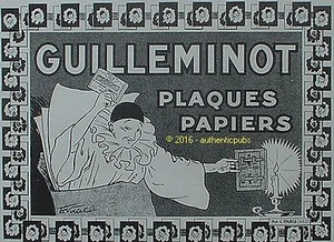 REKLAME GUILLEMINOT PLATTEN PAPIERE PIERROT KERZE VIRTEL SIGN VON 1925 AD PUB - Bild 1 von 1