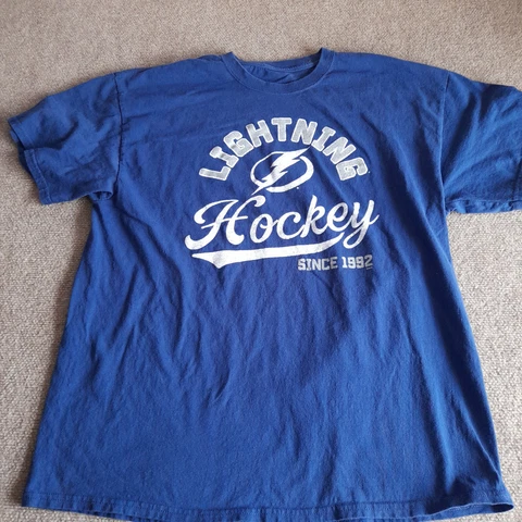 Tampa Bay Lightning Shirt Adult XL Retro Logo Spellout NHL Hockey Script Men Cover