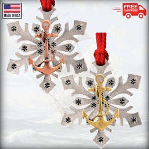 Pewter Anchor Snowflake Christmas Ornaments, Made in the USA - Picture 1 of 4